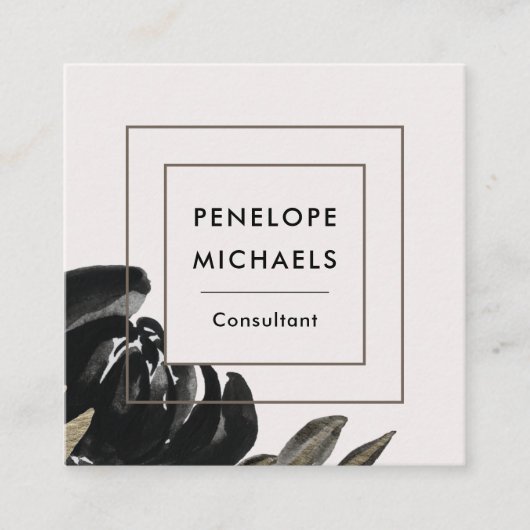 Vintager Blick Blüte auf blassgrauem Hintergrund Quadratische Visitenkarte (Vorderseite)