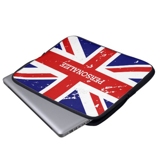 Vintager Blick britische Laptopschutzhülle (Vorne Knopf)