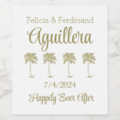 Vintager Blick Coconut Palmen Bäume Hochzeit Weinetikett (Einzelnes Label)