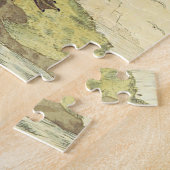 Vintager Blick, glanzähnlicher Vogel auf einem Fel Puzzle (Seite)