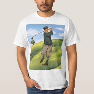 Vintager Blick Golfer Golf Mens T - Shirt