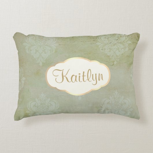 Vintager Blick Personalisiert verschleierter grüne Dekokissen (Vorderseite)