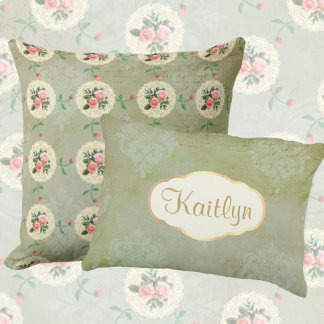 Vintager Blick Personalisiert verschleierter grüne Dekokissen