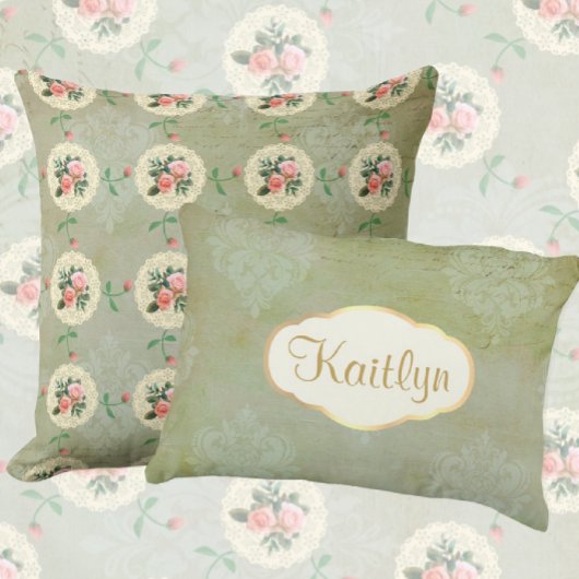 Vintager Blick Personalisiert verschleierter grüne Dekokissen