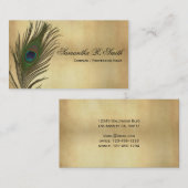 Vintager Blick-Pfau versieht elegantes mit Federn Visitenkarte (Vorne/Hinten)