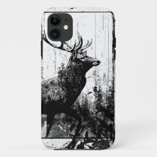 Vintager Blick schwarz und weiß, Hirschtier Case-Mate iPhone Hülle