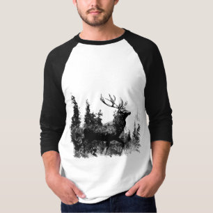 Vintager Blick schwarz und weiß, Hirschtier T-Shirt