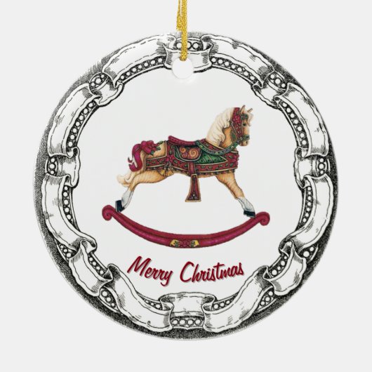 Vintager Blick-Schwingpferd Keramikornament (Hinten)