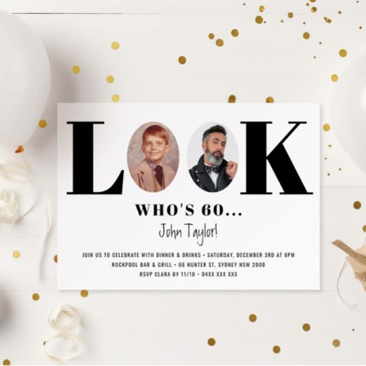 Vintager Blick Wer ist Geburtstag Foto Einladung