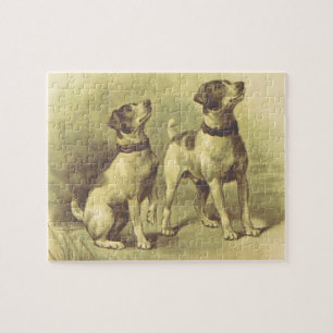 Vintager Blick, zwei Hunde Jigsaw Puzzle