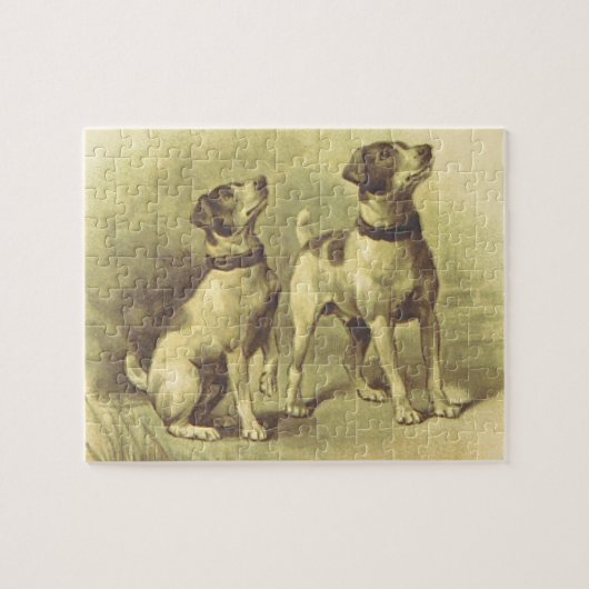 Vintager Blick, zwei Hunde Jigsaw Puzzle (Horizontal)