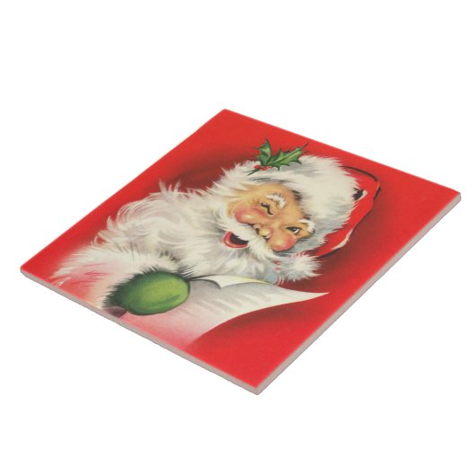 Vintager blinzelnder Weihnachtsmann Fliese (Seite)