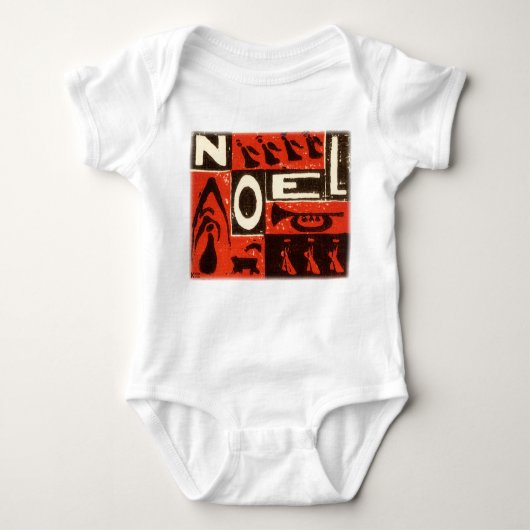 Vintager Blockdruck in rotem Weihnachten Baby Strampler (Vorderseite)