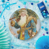 Vintager Blue Coat Santa Claus mit Weihnachtsbaum Pappteller (Party)
