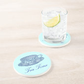 Vintager Blue Tee Cup Sandstein Untersetzer (Seite)