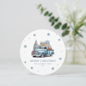 Vintager Blue Truck Frohe Weihnachtskarte Feiertagskarte (Stehend Vorderseite)