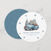 Vintager Blue Truck Frohe Weihnachtskarte Feiertagskarte (Vorne/Hinten)