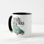 Vintager Blue Truck Weihnachtsbaum Retro Geschenk Tasse (Vorderseite Links)