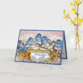 Vintager Bluebird of Happiness Gruß Danke Karte (Gelbe Blume)