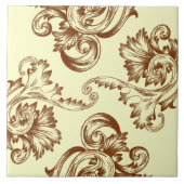 Vintager Blüh (hellbraun) Fliese (Vorderseite)