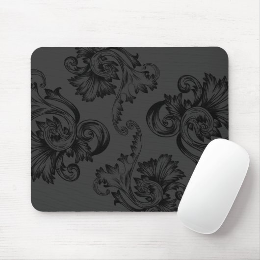 Vintager Blüh (schwarz) Mousepad (Mit Mouse)