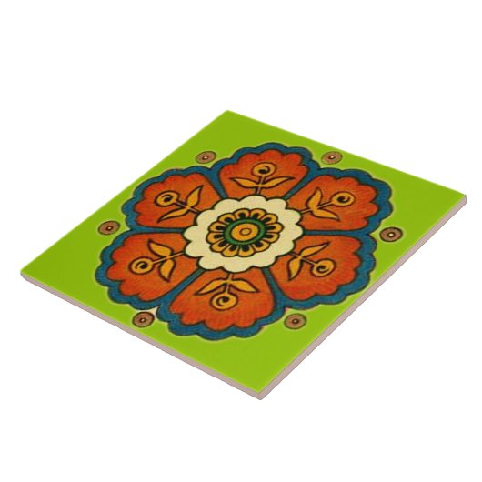 Vintager Blumen-Entwurf Fliese (Seite)