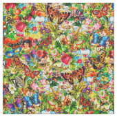 Vintager Blumen-Garten-bunter Schmetterling mit Stoff (Muster)