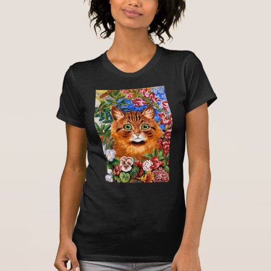 Vintager Blumen-Katzen-T - Shirt Louis Wain (Vorderseite)