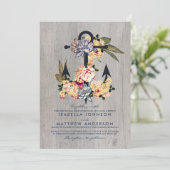 Vintager Blumenanker | Elegantes Hochzeitsstil-Par Einladung (Stehend Vorderseite)