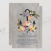 Vintager Blumenanker | Elegantes Hochzeitsstil-Par Einladung (Vorne/Hinten)