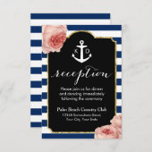 Vintager Blumenanker Moderne Hochzeitsempfang Einladung (Vorne/Hinten)