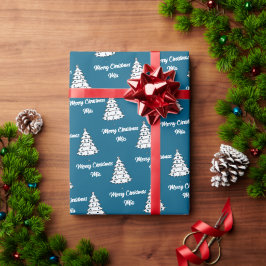 Vintager Blumenbaum | Frohe Weihnachtsbezeichnung Geschenkpapier
