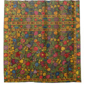 Vintager, blumenbestickter Teppichboden, lebhafte  Duschvorhang (Vorderseite)