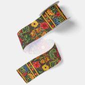 Vintager, blumenbestickter Teppichboden, lebhafte Satinband (Rückseite)