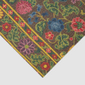 Vintager, blumenbestickter Teppichboden, lebhafte  Seidenpapier (Detail)