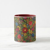 Vintager, blumenbestickter Teppichboden, lebhafte  Tasse (Zentrum)