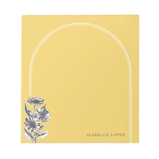 Vintager Blumenbogen, benutzerdefinierter Notepad Notizblock (Vorderseite)