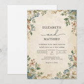 Vintager Blumenbogen Blüh Hochzeit Einladung (Vorne/Hinten)