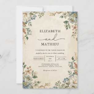 Vintager Blumenbogen Blüh Hochzeit Einladung