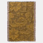 Vintager Blumenbrokat-Senf-gelbes Goldafghane Decke (Vorderseite Vertikal)