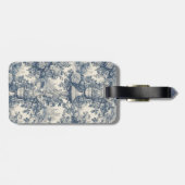 Vintager Blumenchic Blue Toile de jouy Monogram Gepäckanhänger (Rückseite horizontal)