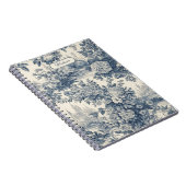 Vintager Blumenchic Blue Toile de jouy Monogram Notizblock (Rechte Seite)