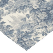 Vintager Blumenchic Blue Toile de jouy Monogram Tischdecke (Schrägansicht)