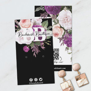 Vintager Blumencode auf Black Earring Juwelier QR Visitenkarte
