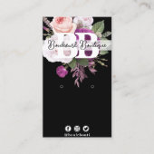 Vintager Blumencode auf Black Earring Juwelier QR Visitenkarte (Vorderseite)