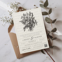Vintager Blumencode Einfache Christliche QR-Hochze