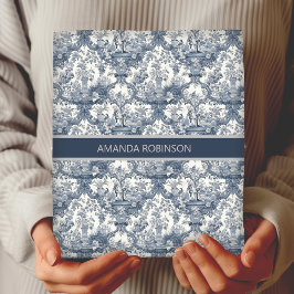 Vintager Blumendamast Blauer Toile de jouy Monogra Geschenkpapier Set