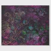 Vintager BlumenDamast Geschenkpapier (Flach)