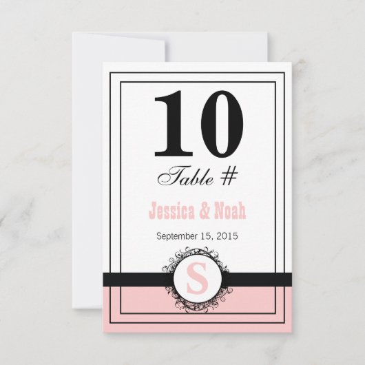 Vintager BlumenDamast Hochzeitstisch Nr. Einladung (Vorderseite)