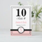 Vintager BlumenDamast Hochzeitstisch Nr. Einladung (Stehend Vorderseite)